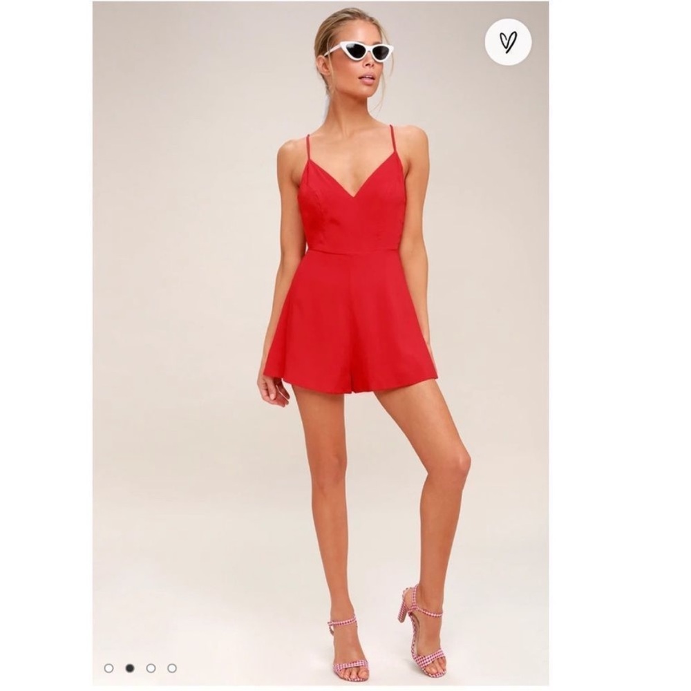 Lulus Roxanna Red Tie Back Romper